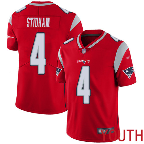 New England Patriots Limited Red Youth 4 Jarrett Stidham NFL Jersey Inverted Legend